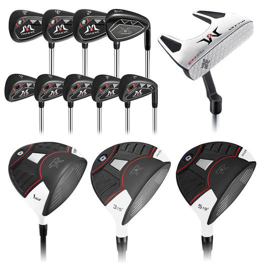 Mens Golf Fairway Woods 3/5 + Tour GS3 Men's Mallet Putter RH,34 Inch + Golf Iron Set Right Handed + Titanium Golf Drivers Black
